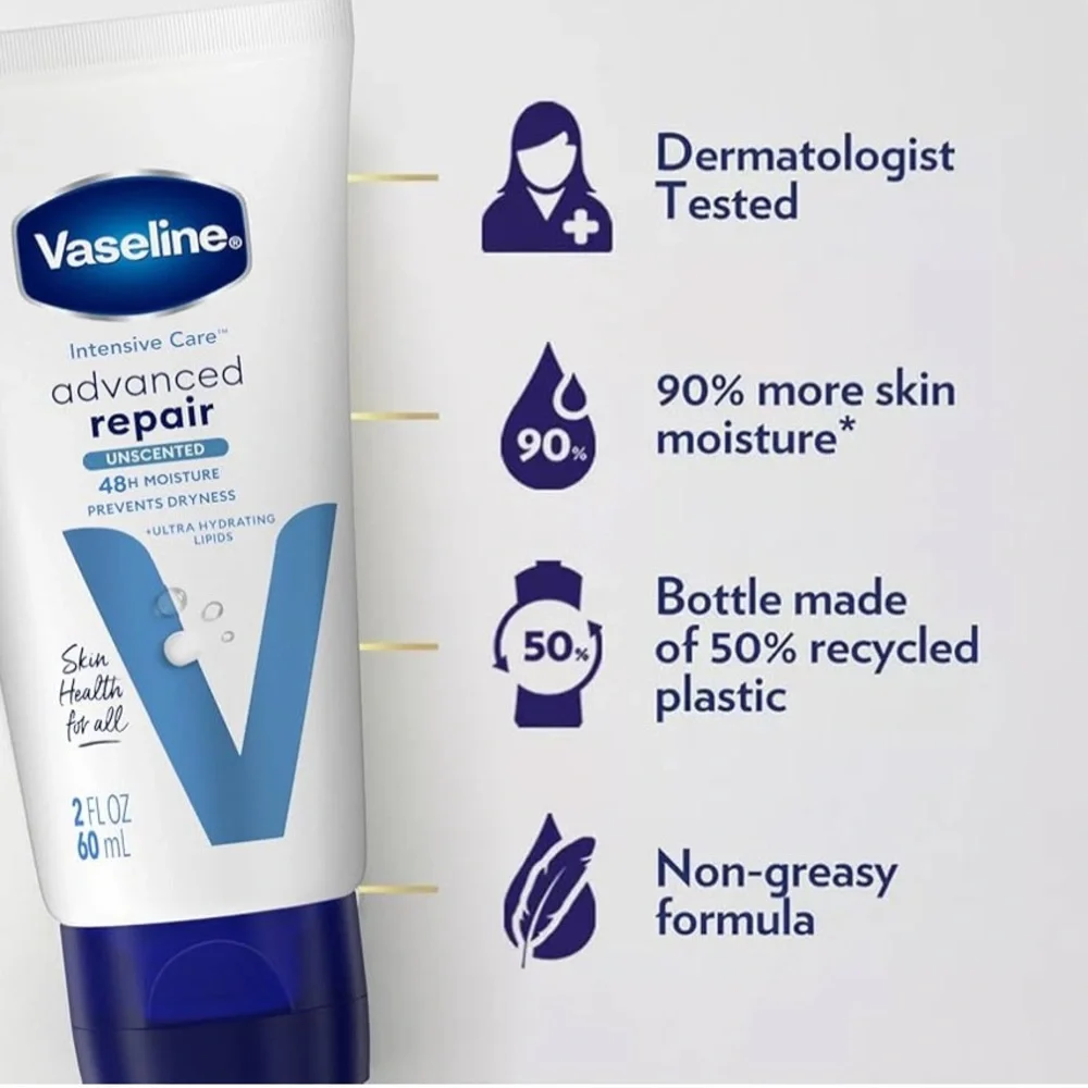 New Vaseline Advanced Repair & Nourishing Moisture Lotion Set Blue & Yellow 2oz